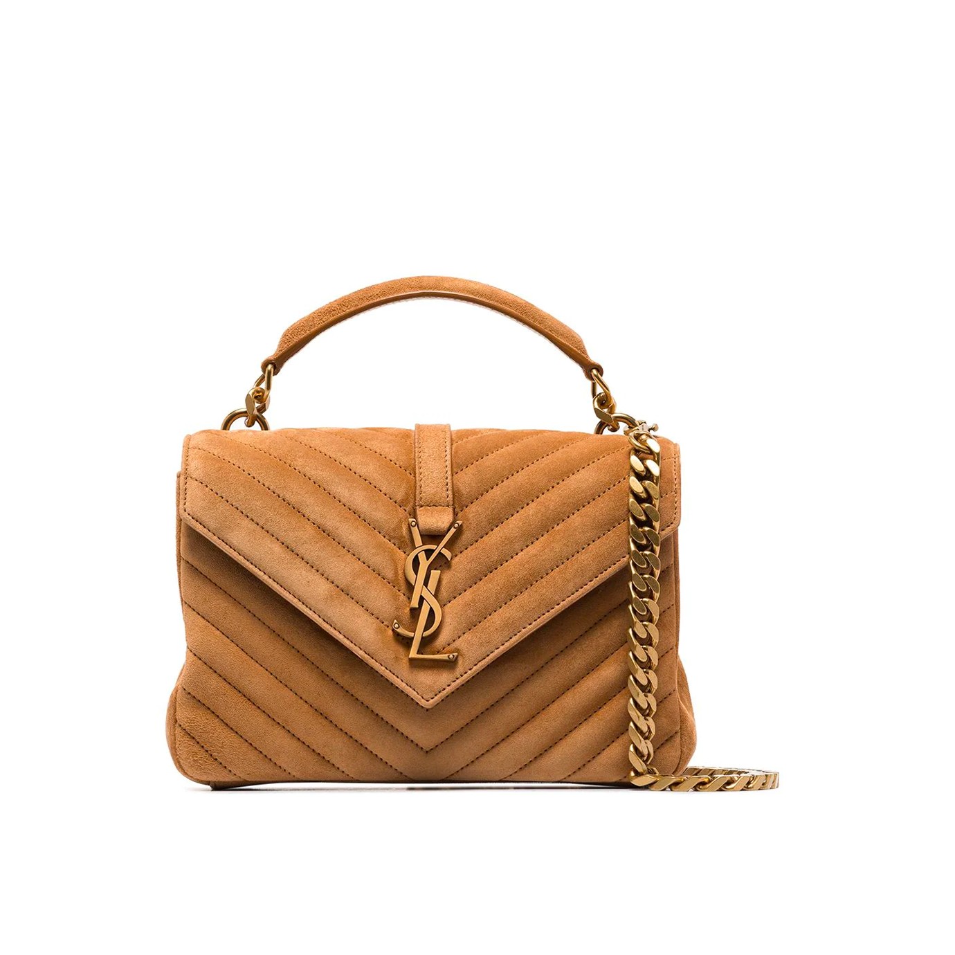 Visuel 1 : Collection Saint Laurent Bordeaux | Sac College medium daim cannelle| Boutique de sac de Luxe Parenthese Bordeaux