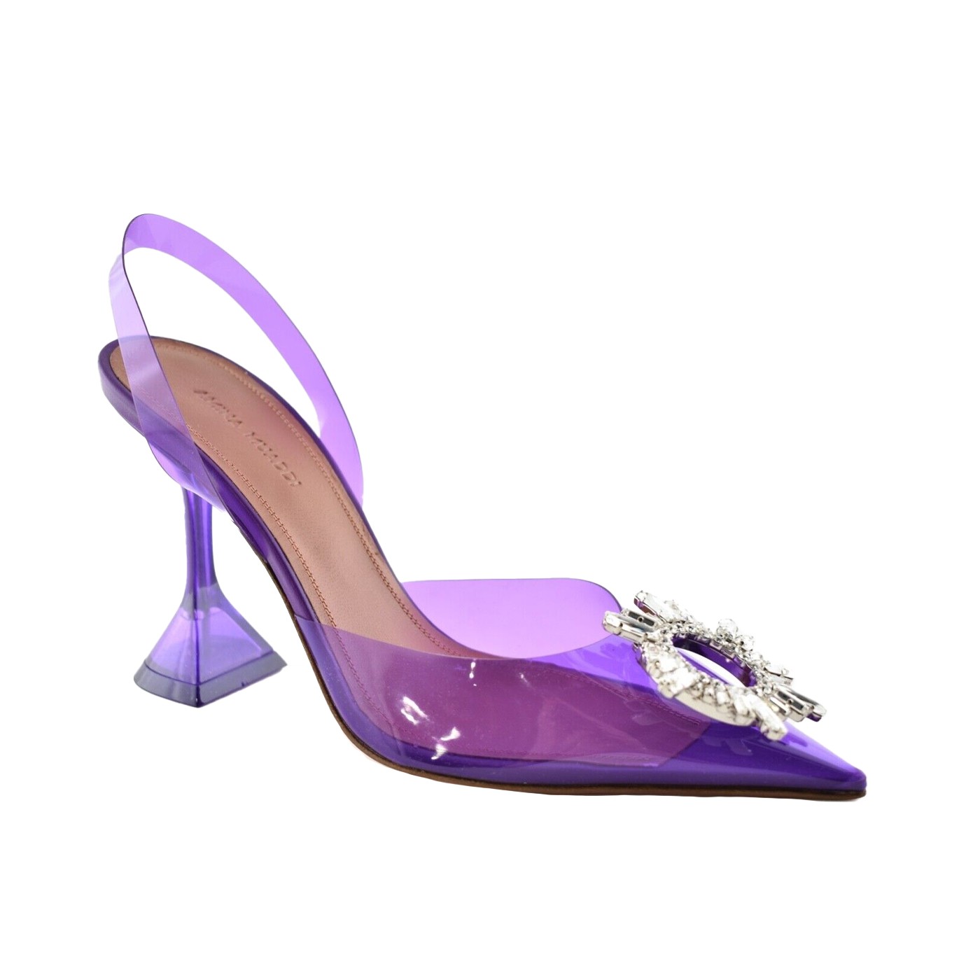 Visuel 2 : Collection Amina Muaddi Bordeaux | Escarpin Begum PVC violet| Boutique de chaussures de Luxe Parenthese