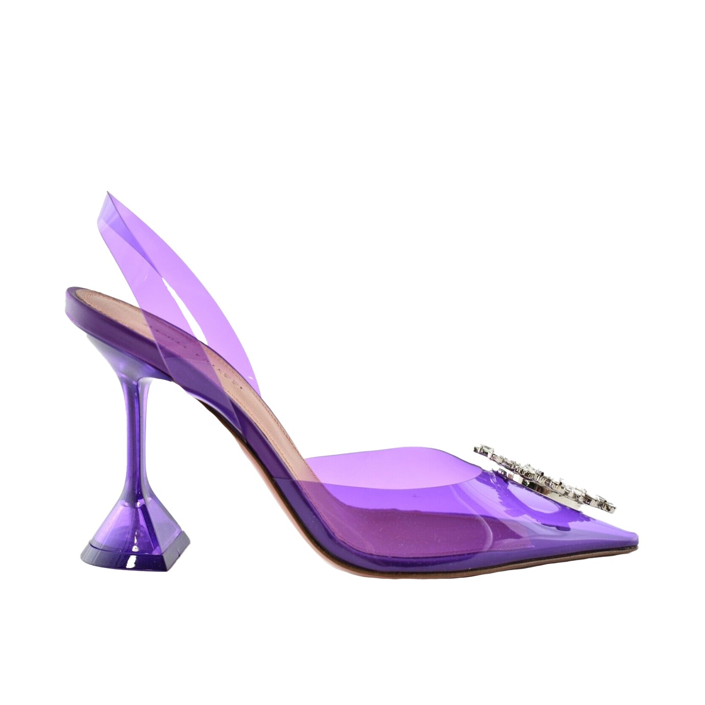 Visuel 1 : Collection Amina Muaddi Bordeaux | Escarpin Begum PVC violet| Boutique de chaussures de Luxe Parenthese