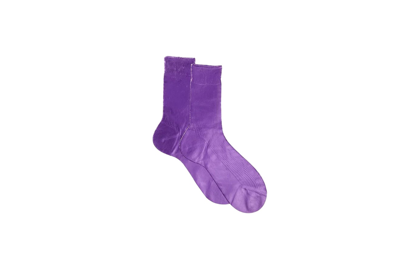 Visuel 1 : Collection Maria La Rosa Bordeaux | Chaussettes Violet | Boutique d'accessoires de Luxe Parenthese Bordeaux