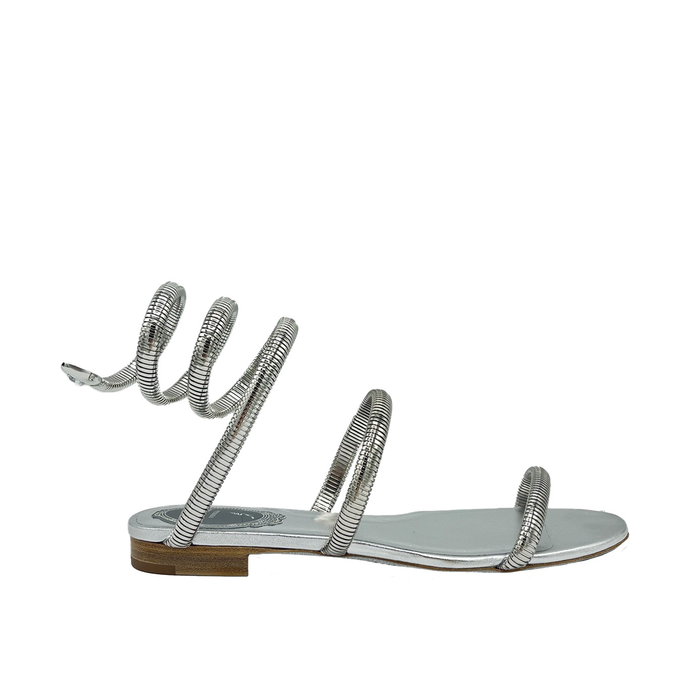 Visuel 1 : René Caovilla |Chaussures de luxe pour femme |Sandales Juniper plate argent| Boutique Parenthese Bordeaux