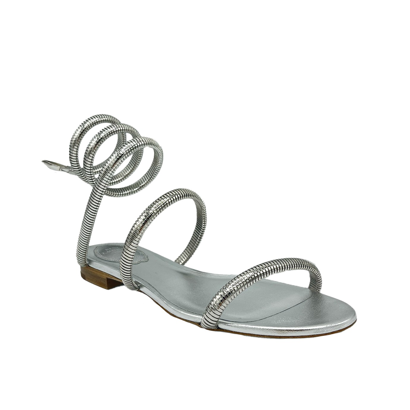 Visuel 2 : René Caovilla |Chaussures de luxe pour femme |Sandales Juniper plate argent| Boutique Parenthese Bordeaux