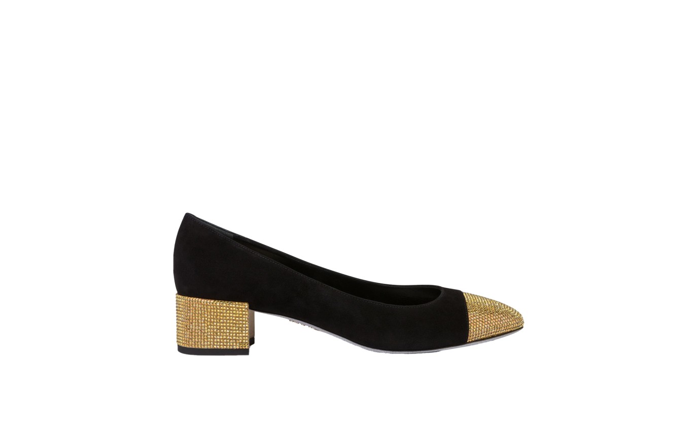 Visuel 1 : Collection René Caovilla Bordeaux | Escarpin Ballerine Bonnie Noir| Boutique de chaussures de Luxe pour femme