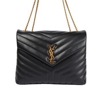 Visuel 1 : Saint Laurent| Sac Loulou Medium Noir or | Boutique Parenthese
