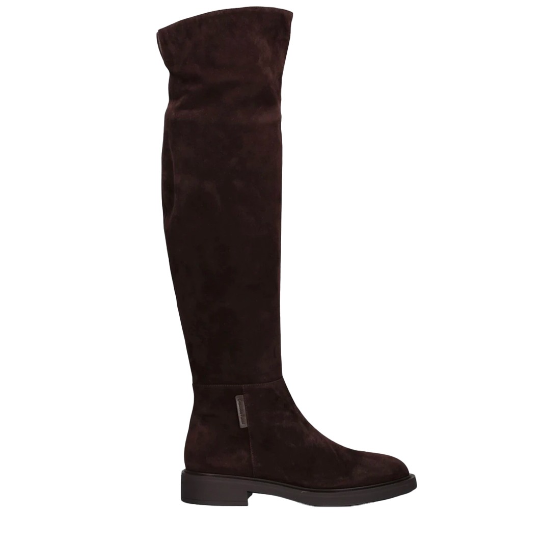 Visuel 1 : Gianvito Rossi | Botte cuissarde Lexington en daim mocha | Boutique Parenthese