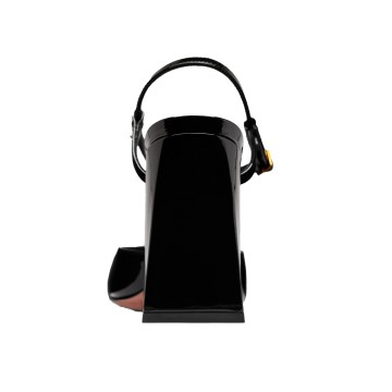 Visuel 3 : Collection Amina Muaddi Bordeaux | Escarpin Charlotte en cuir vernis noir | Boutique de chaussures de Luxe Parenthese