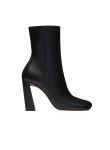 Visuel 1 : Collection Amina Muaddi Bordeaux | Bottine Marine en cuir noir | Boutique de chaussures de Luxe Parenthese