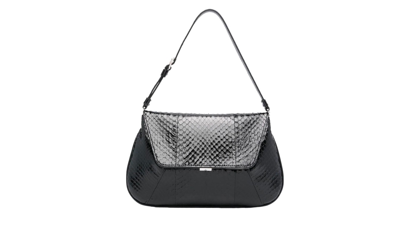 Visuel 1 : Collection Amina Muaddi Bordeaux | Sac Ami en cuir Noir| Boutique de sacs de Luxe Parenthese
