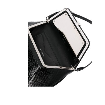 Visuel 3 : Collection Amina Muaddi Bordeaux | Sac Ami en cuir Noir| Boutique de sacs de Luxe Parenthese