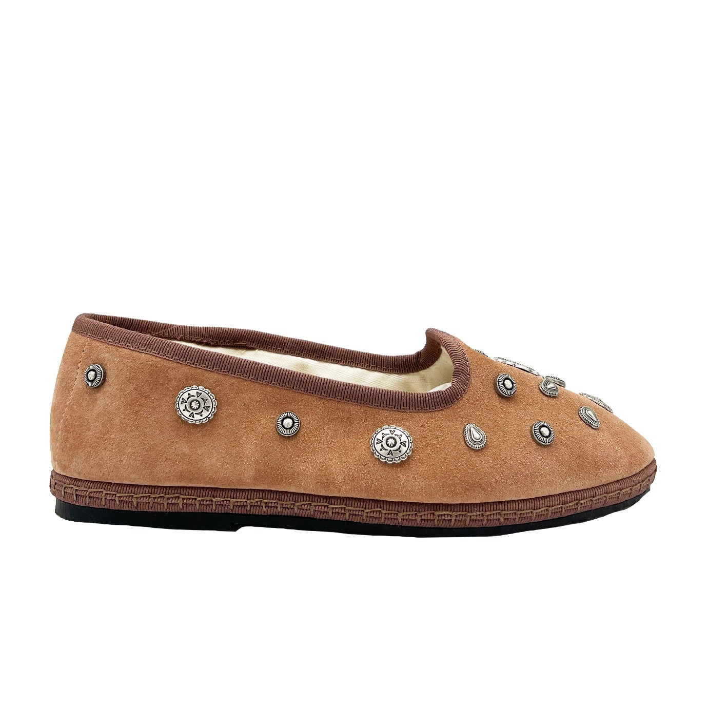 Visuel 1 : Collection Fortela Bordeaux | Slippers en veau velours rose nude| Boutique de chaussures de Luxe Parenthese Bordeaux