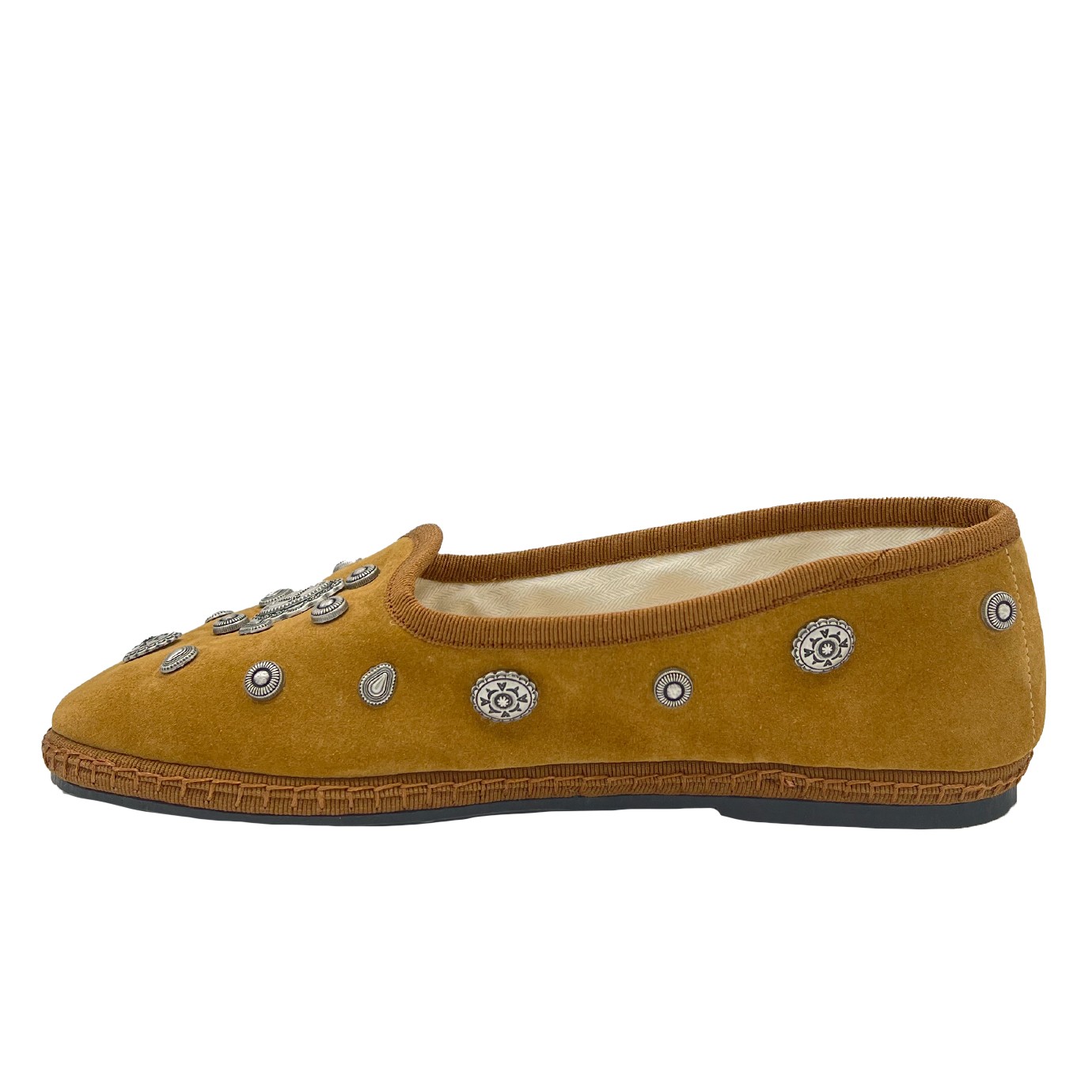 Visuel 2 : Collection Fortela Bordeaux | Slippers en veau velours camel| Boutique de chaussures de Luxe Parenthese Bordeaux