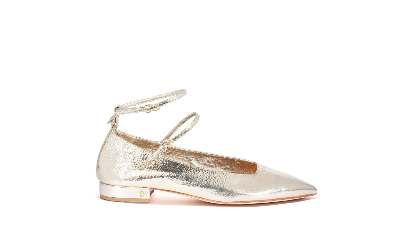 Visuel 1 : Collection Laurence Dacade Bordeaux | Ballerine Ilona en cuir platine| Boutique de chaussures de Luxe Parenthese