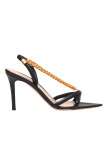 Visuel 1 : Collection Gianvito Rossi Bordeaux | Sandale Minerva en cuir noir or or | Boutique de chaussures de Luxe Parenthese