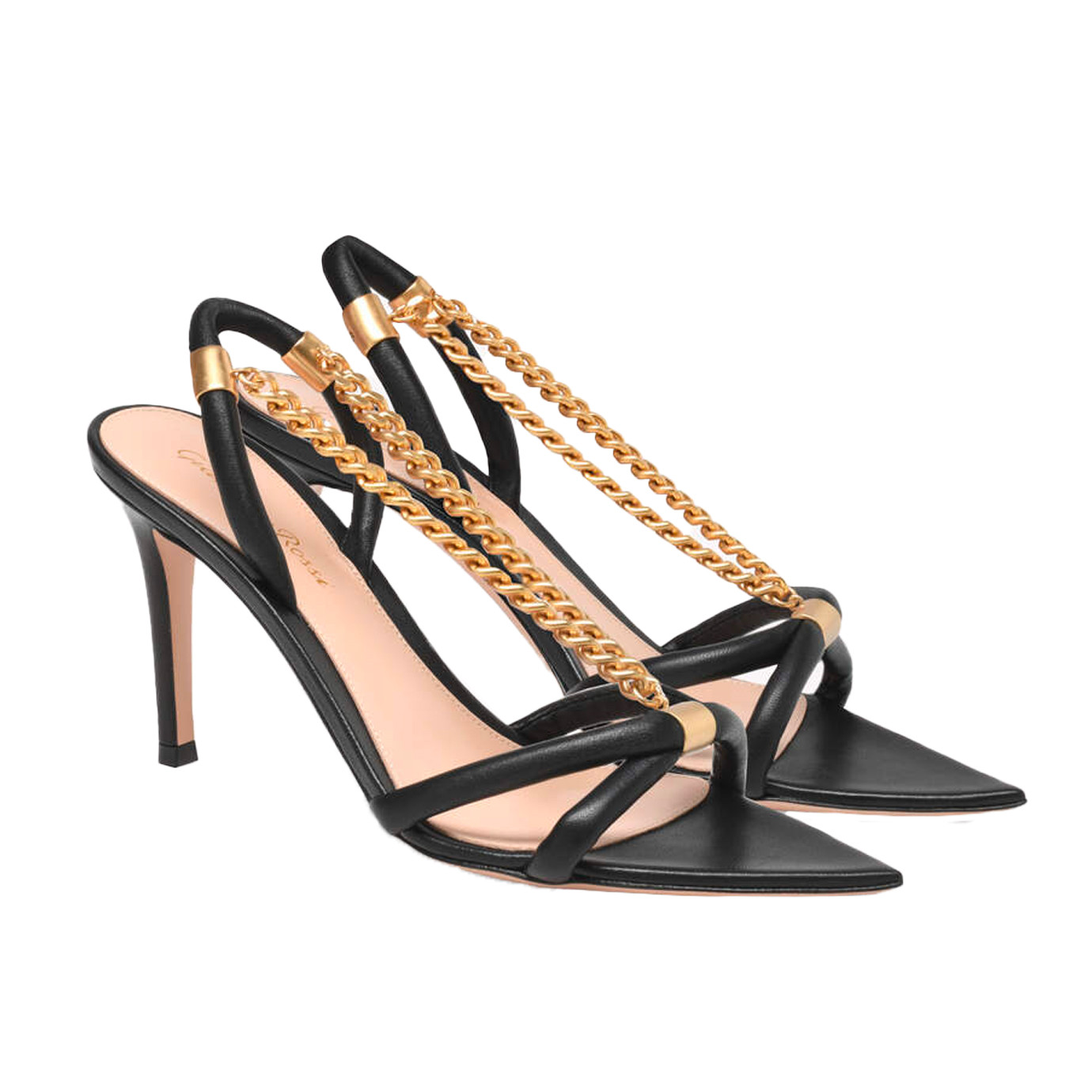 Visuel 2 : Collection Gianvito Rossi Bordeaux | Sandale Minerva en cuir noir or or | Boutique de chaussures de Luxe Parenthese