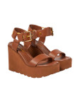 Visuel 1 : Collection Gianvito Rossi Bordeaux | Sandale compensee en cuir camel | Boutique de chaussures de Luxe Parenthese