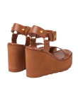 Visuel 2 : Collection Gianvito Rossi Bordeaux | Sandale compensee en cuir camel | Boutique de chaussures de Luxe Parenthese