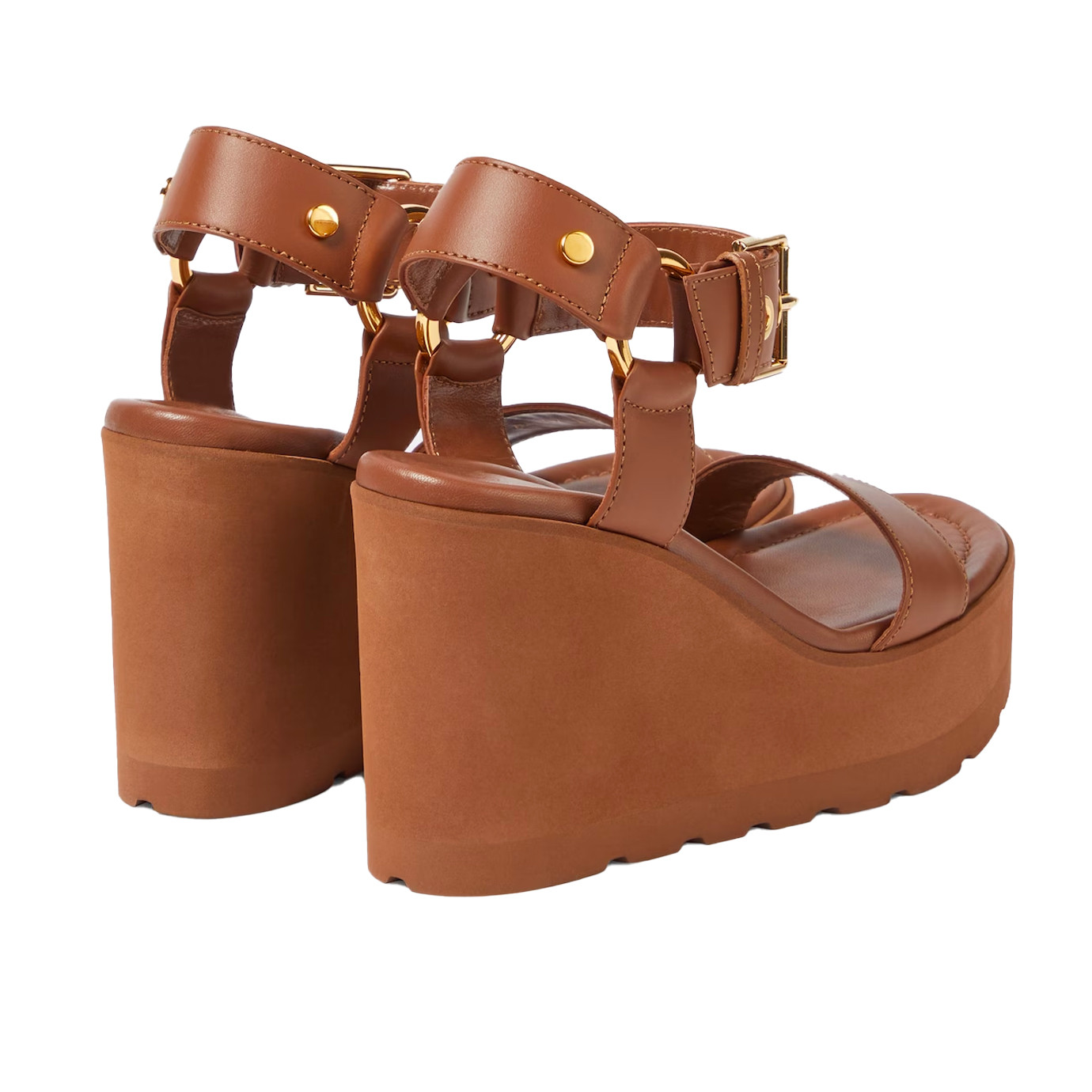Visuel 2 : Collection Gianvito Rossi Bordeaux | Sandale compensee en cuir camel | Boutique de chaussures de Luxe Parenthese
