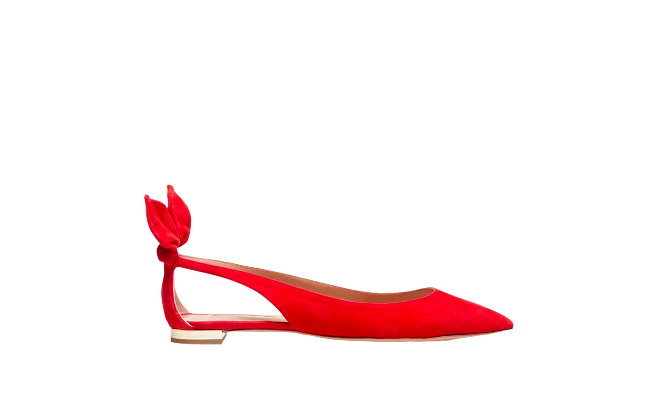 Visuel 1 : Collection Aquazzura Bordeaux | Ballerine Bow Tie Rouge| Boutique de chaussures de Luxe Parenthese Bordeaux