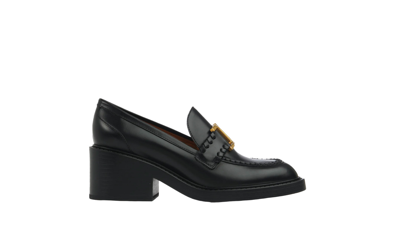 Visuel 1 : Collection Chloé Bordeaux | Mocassin à talons Marcie en cuir noir| Boutique de chaussures de Luxe Parenthese Bordeaux