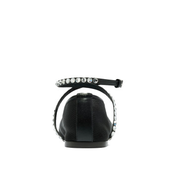 Visuel 3 : Collection Amina Muaddi Bordeaux | Ballerine Ane noir et strass|  Chaussures de Luxe Parenthese Bordeaux