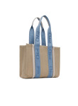 Visuel 2 : Chloé | Cabas Medium Woody en lin beige et bleu| Boutique de Luxe Parenthese