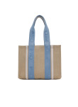 Visuel 1 : Chloé | Cabas Medium Woody en lin beige et bleu| Boutique de Luxe Parenthese