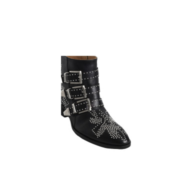 Visuel 3 : Chloé | Boots Susanna en cuir noir et argent | Boutique de chaussures de Luxe Parenthese