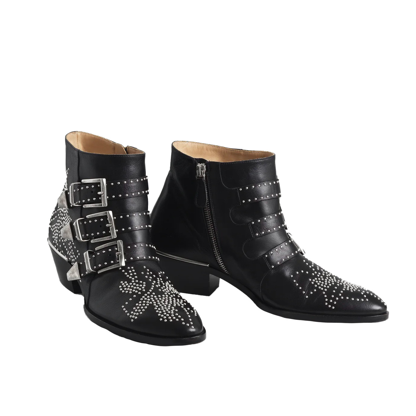 Visuel 2 : Chloé | Boots Susanna en cuir noir et argent | Boutique de chaussures de Luxe Parenthese