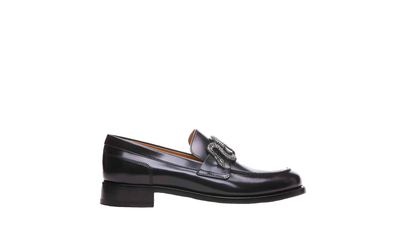 Visuel 1 : Collection René Caovilla Bordeaux | Mocassin Morgana Noir| Boutique de chaussures de Luxe pour femme