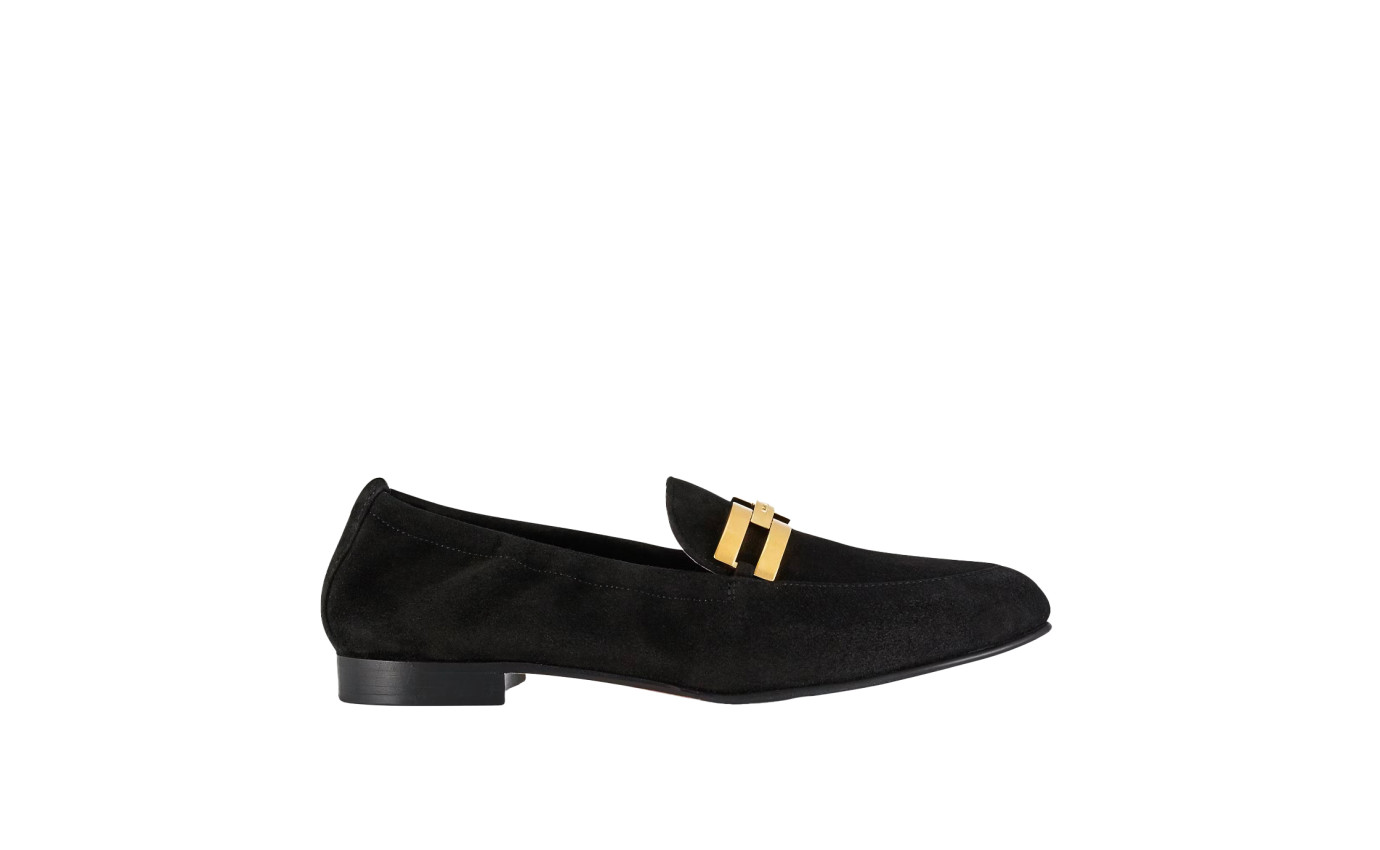 Visuel 1 : Collection Aquazzura Bordeaux | Mocassin Brandi en veau velours noir| Boutique de chaussures de Luxe Parenthese