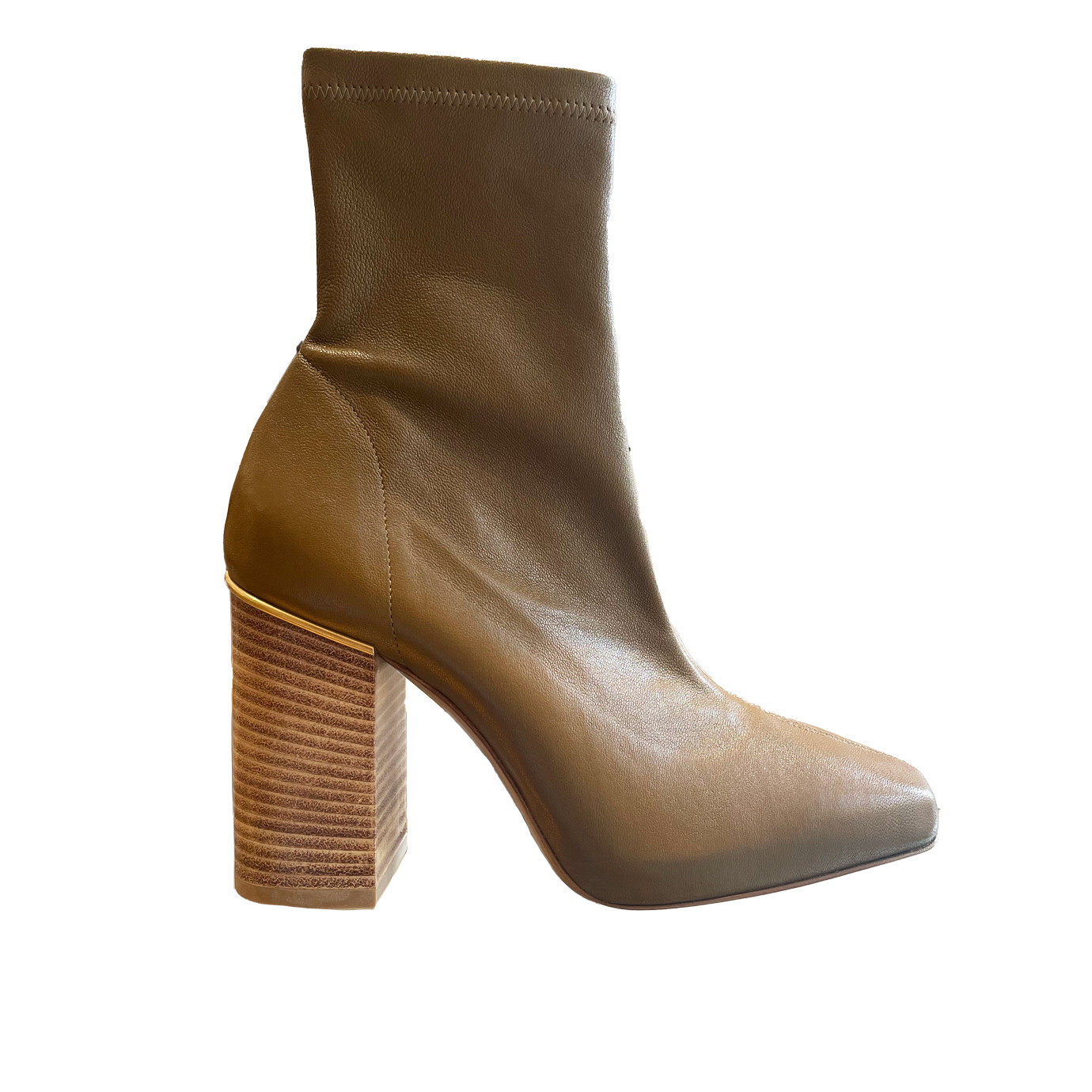 Visuel 1 : Collection Ambre Bordeaux | Bottine Ambre en cuir Dark Kaki | Chaussures de Luxe Parenthese Bordeaux