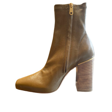 Visuel 3 : Collection Ambre Bordeaux | Bottine Ambre en cuir Dark Kaki | Chaussures de Luxe Parenthese Bordeaux