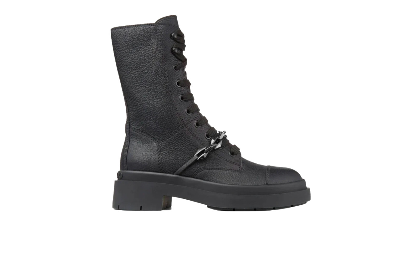 Visuel 1 : Collection Jimmy Choo Bordeaux | Botte Nari Flat en cuir | Boutique de chaussures de Luxe Parenthese Bordeaux