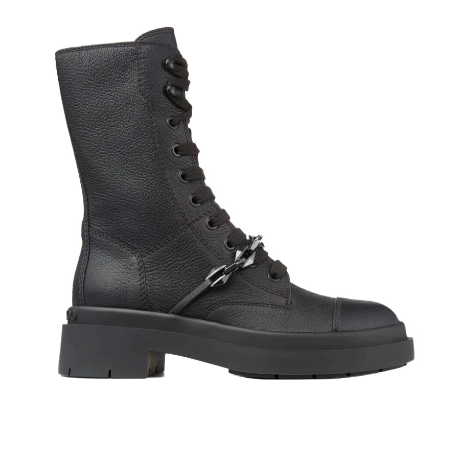 Visuel 1 : Collection Jimmy Choo Bordeaux | Botte Nari Flat en cuir | Boutique de chaussures de Luxe Parenthese Bordeaux