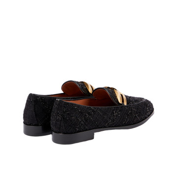 Visuel 4 : Collection Aquazzura Bordeaux | Mocassin Brandi en tweed noir | Chaussures de Luxe Parenthese Bordeaux