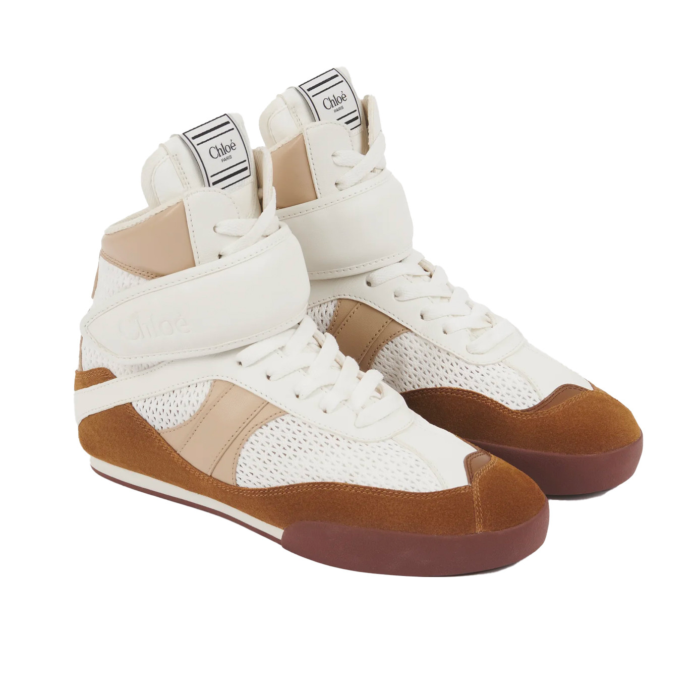Visuel 2 : Collection Chloé Bordeaux | Sneaker haute kick en cuir camel| Boutique de Chaussures de luxe Parenthese Bordeaux