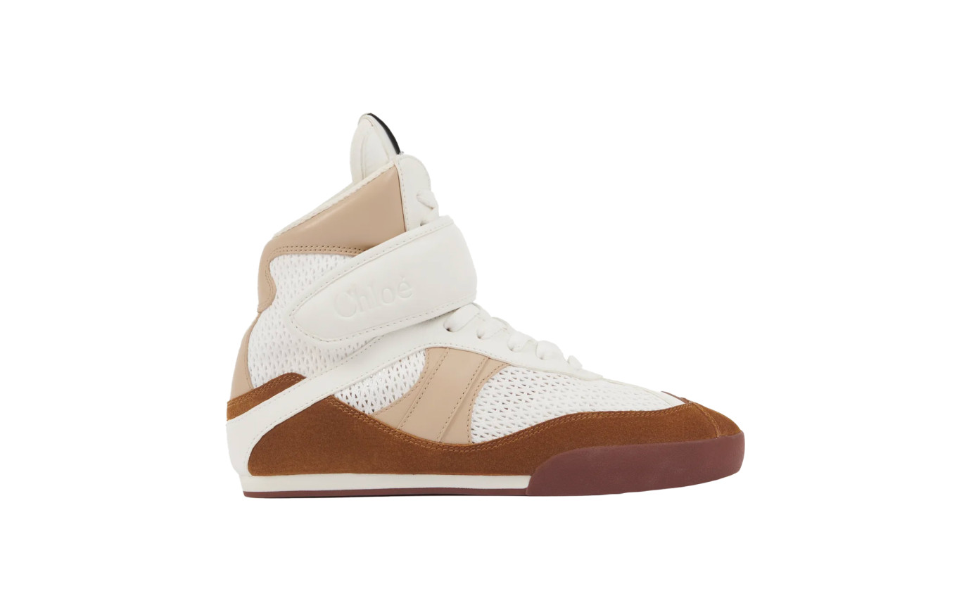 Visuel 1 : Collection Chloé Bordeaux | Sneaker haute kick en cuir camel| Boutique de Chaussures de luxe Parenthese Bordeaux