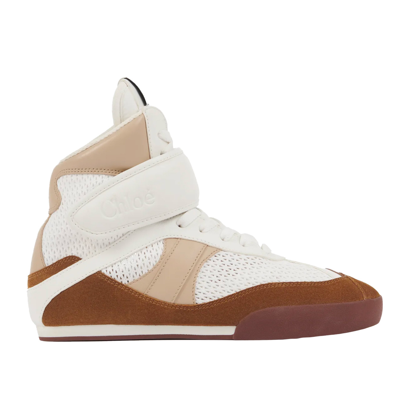 Visuel 1 : Collection Chloé Bordeaux | Sneaker haute kick en cuir camel| Boutique de Chaussures de luxe Parenthese Bordeaux