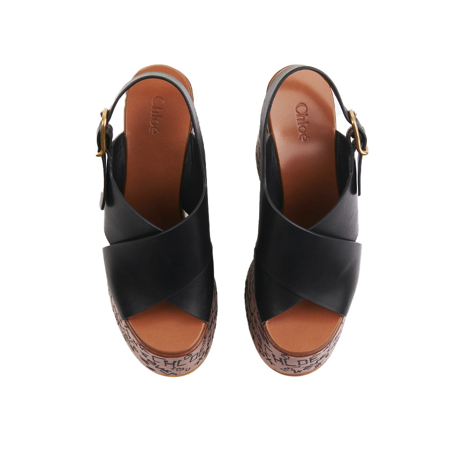 Visuel 3 : Collection Chloe Bordeaux | Sandale compensée maxime noir| Boutique de chaussures de Luxe Parenthese Bordeaux