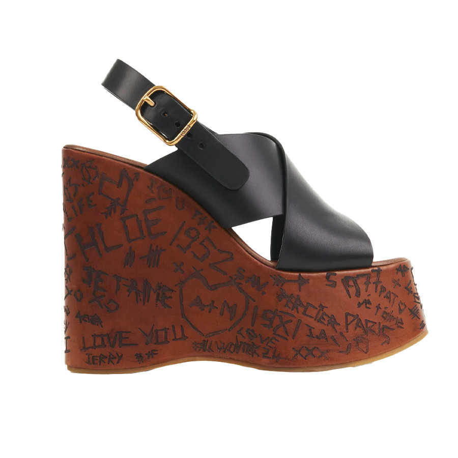 Visuel 1 : Collection Chloe Bordeaux | Sandale compensée maxime noir| Boutique de chaussures de Luxe Parenthese Bordeaux