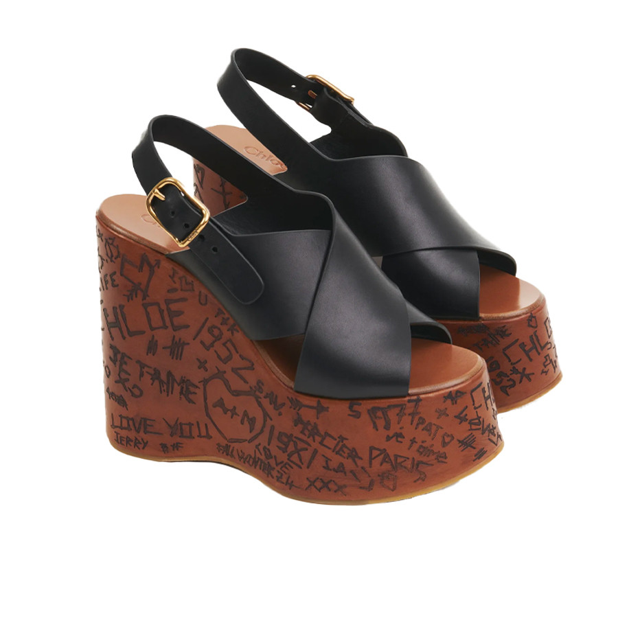 Visuel 2 : Collection Chloe Bordeaux | Sandale compensée maxime noir| Boutique de chaussures de Luxe Parenthese Bordeaux