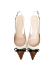 Visuel 3 : Valentino Garavani| Escarpin slingback Bepointy marron ivoire | Boutique de chaussures luxe Parenthese