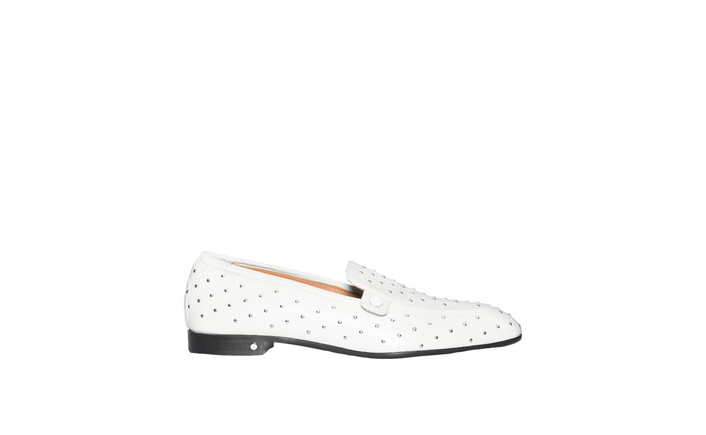 Visuel 1 : Laurence Dacade| Mocassin Angela blanc et clous| Boutique de luxe Parenthese