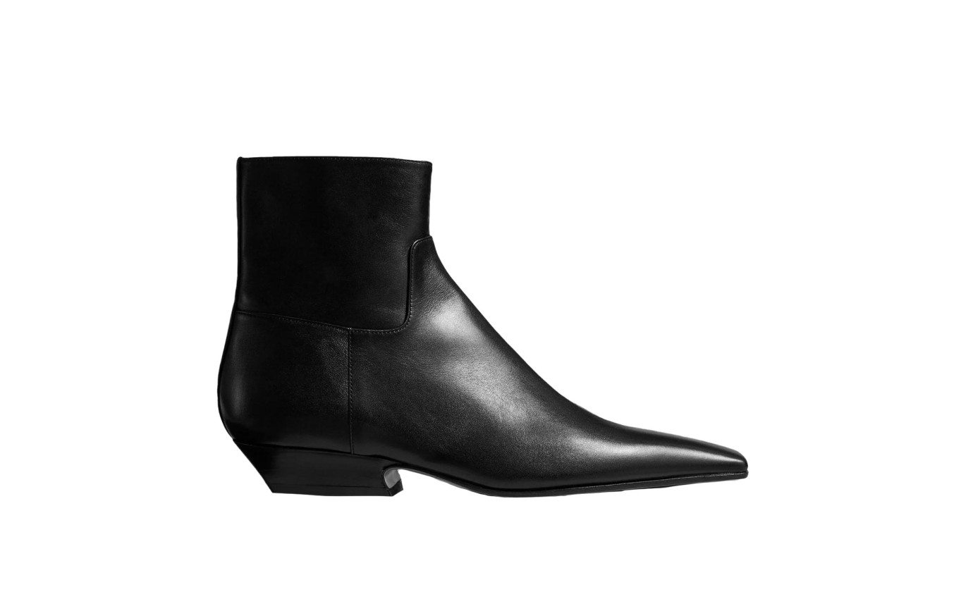 Visuel 1 : Collection Khaite Bordeaux | Bottine Marfa en cuir noir| Boutique de chaussures de Luxe Parenthese