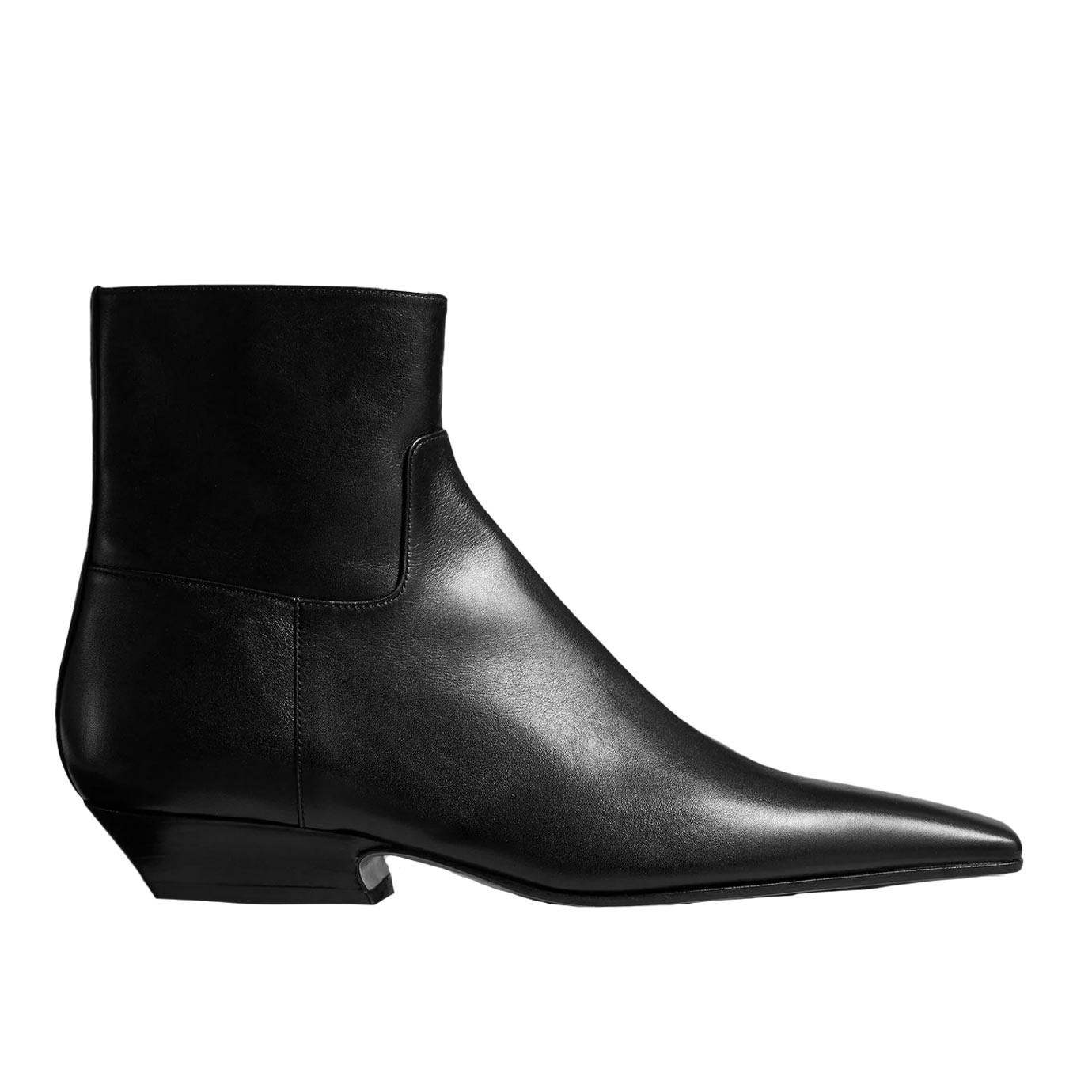 Visuel 1 : Collection Khaite Bordeaux | Bottine Marfa en cuir noir| Boutique de chaussures de Luxe Parenthese