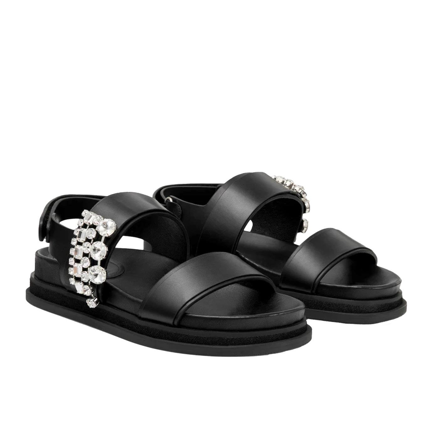 Visuel 2 : Jimmy Choo | Sandale Verity en cuir noir et cristaux| Boutique Parenthese