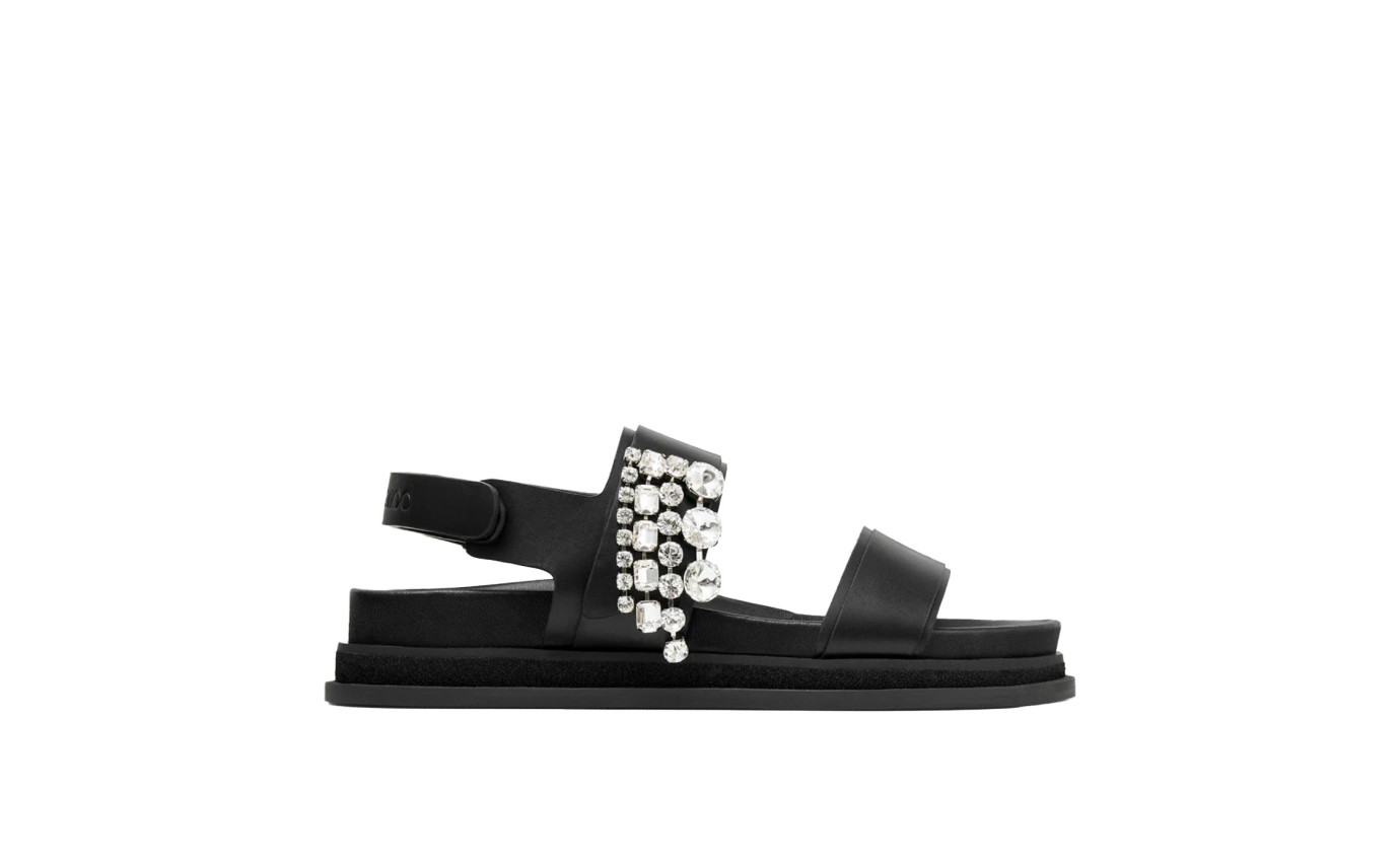 Visuel 1 : Jimmy Choo | Sandale Verity en cuir noir et cristaux| Boutique Parenthese