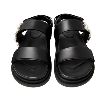 Visuel 3 : Jimmy Choo | Sandale Verity en cuir noir et cristaux| Boutique Parenthese