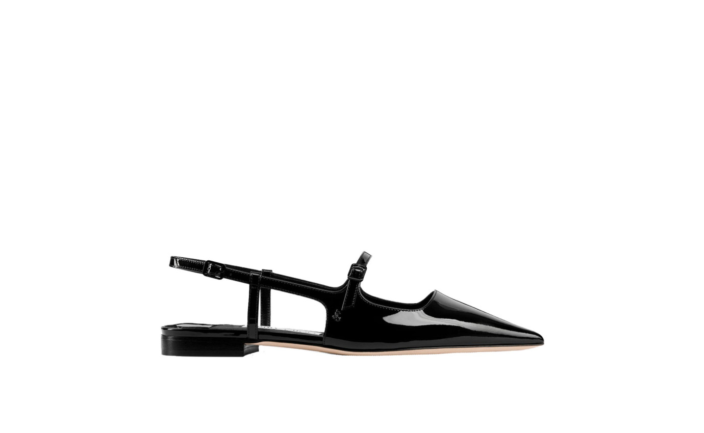 Visuel 1 : Jimmy Choo | Ballerine plate Didi en cuir noir vernis | Boutique Parenthese