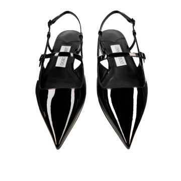 Visuel 3 : Jimmy Choo | Ballerine plate Didi en cuir noir vernis | Boutique Parenthese